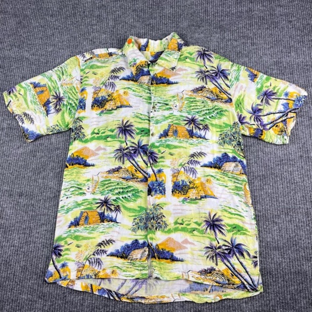 Jack Hollywood Button Up Mens XL Rayon Aloha Shirt Hawaiian Tropical Print‎
